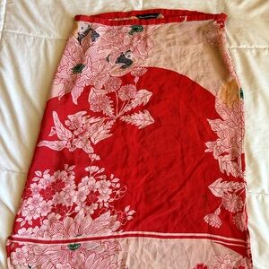 French Connection Red Floral Skirt
